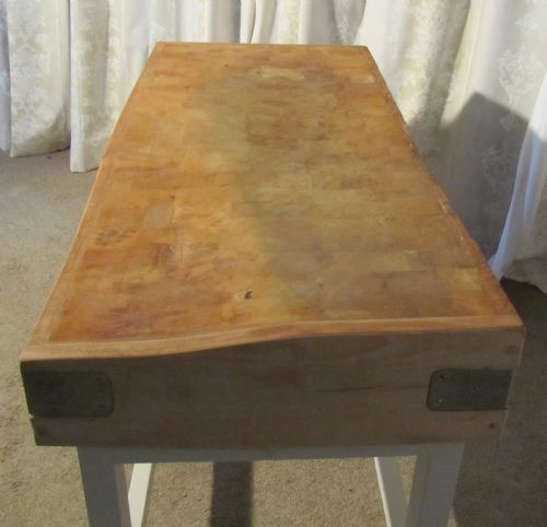 fig 1. French Vintage Butchers Chopping Block on Painted Stand