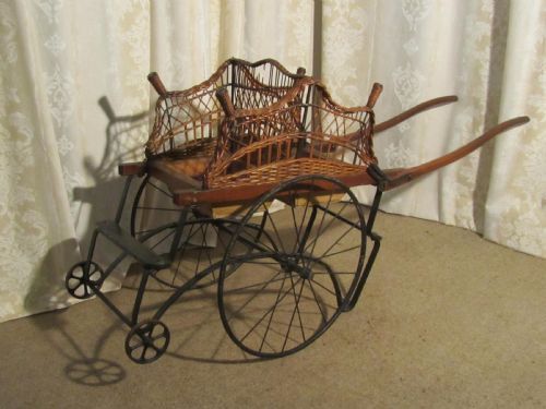 A Rare French 2 Seat Childs Carriage, Dog Cart