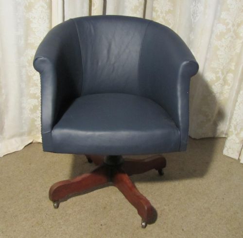 Art Deco Leather Tub Swivelling Office Desk Chair