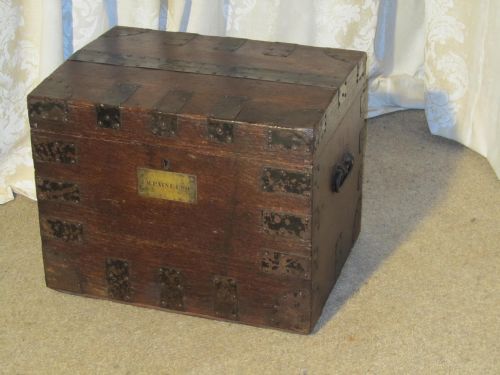 Victorian Iron Bound Oak Silver Chest