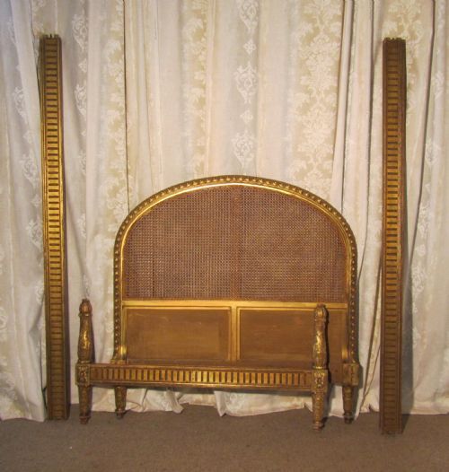 French Carved Gold and Bergere Château Single Bed