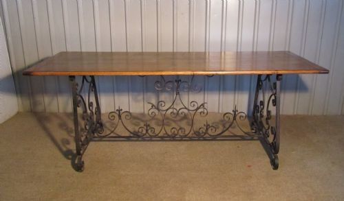 fig 1. A Large French 19th Century Oak and Iron Dining Table