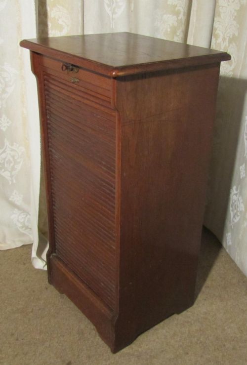 fig 1. Tambour Fronted Oak Art Deco Filing Cabinet