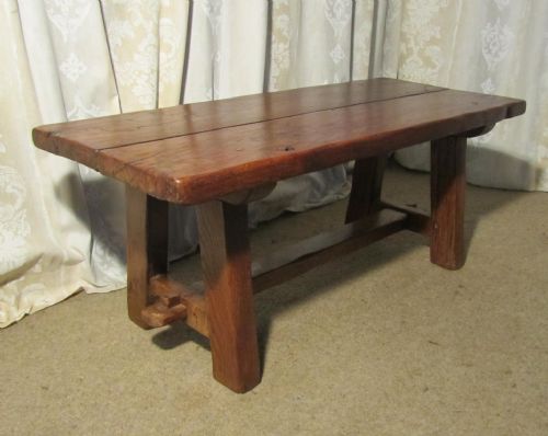 A Charming French Rustic Oak Coffee Table