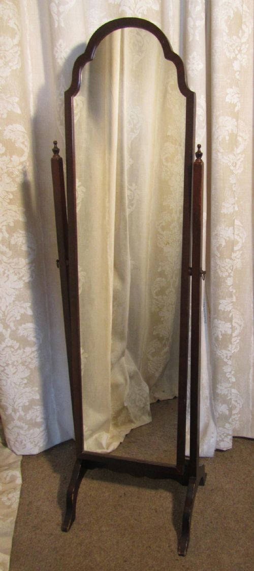 Edwardian Mahogany Adam Cheval Mirror