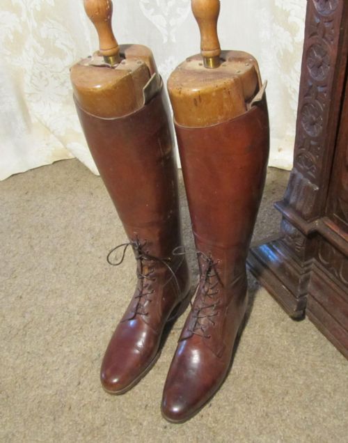 fig 1. A Charming Pair of French Ladies’ Antique Leather Riding Boots With Trees