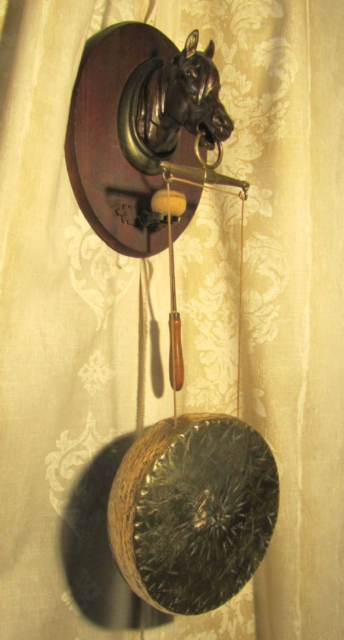 Chased Brass Horse's Head Dinner Gong