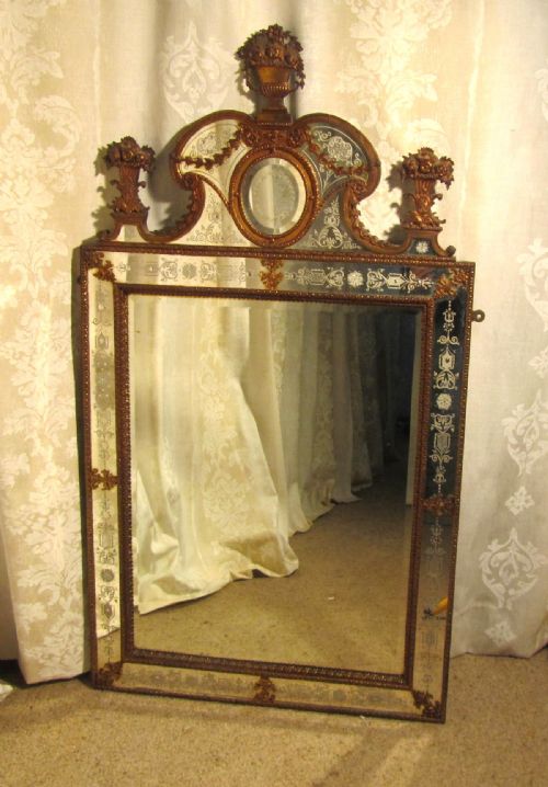 Superb Large 18th Century Venetian Gilded Brass Rococo Mirror