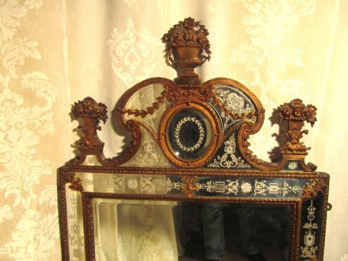 fig 1. Superb Large 18th Century Venetian Gilded Brass Rococo Mirror
