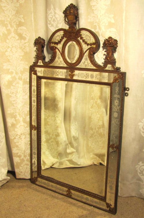 fig 2. Superb Large 18th Century Venetian Gilded Brass Rococo Mirror