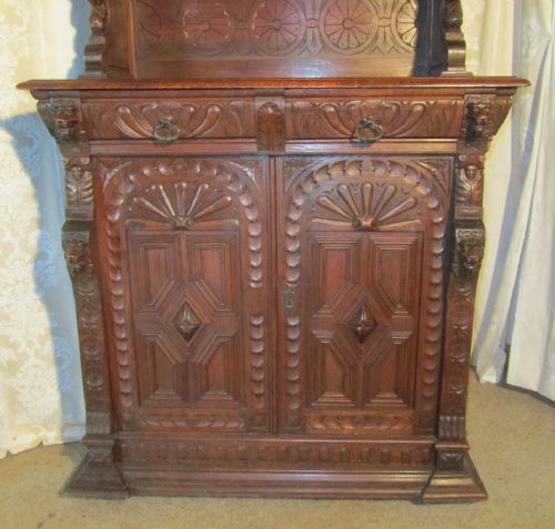 fig 2. Intricately Carved Early French Gothic Oak Bookcase