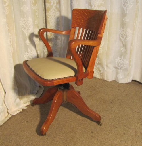 fig 1. Edwardian Arts and Crafts Swivel Desk Chair Oak Office Chair