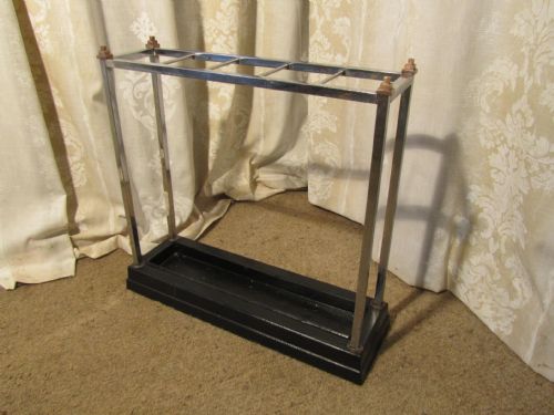 An Art Deco Chrome and Brass Stick Stand or Umbrella Stand
