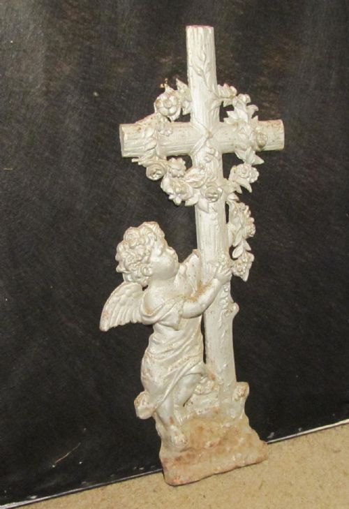 fig 1. A Small French Cast Iron Cross with Cherub