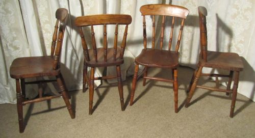 fig 1. A Harlequin Set of 4 Beech & Elm Country Kitchen Dining Chairs