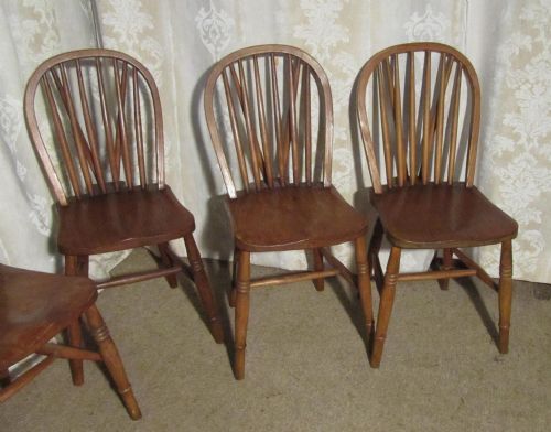 fig 2. A Set of 6 Victorian Beech & Elm Hooped Back Windsor Kitchen Dining Chairs
