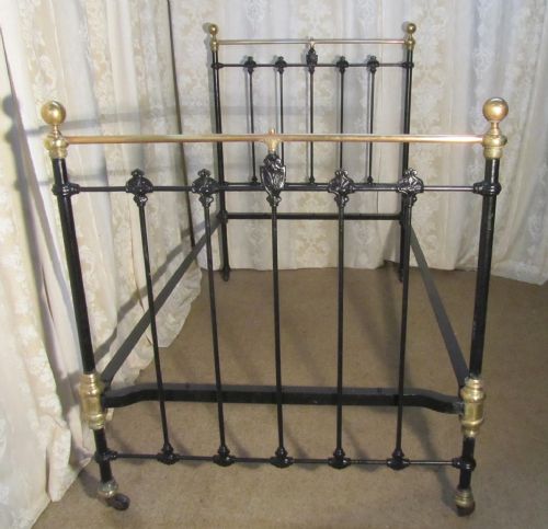 fig 1. Superb Quality, Heavy, Victorian Brass and Iron Large Single Bed