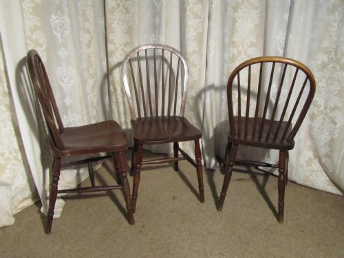 fig 1. A Set of 6 Victorian Beech & Elm Hooped Back Windsor Kitchen Dining Chairs