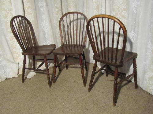 fig 2. A Set of 6 Victorian Beech & Elm Hooped Back Windsor Kitchen Dining Chairs