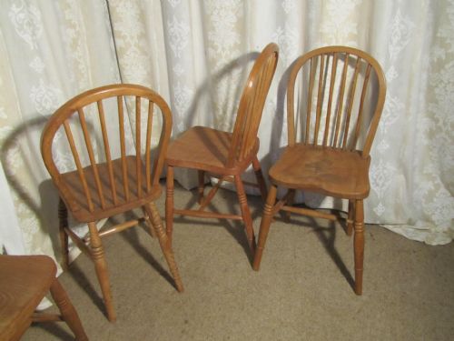 fig 1. A Set of 4 Victorian Ash & Elm Hooped Back Windsor Kitchen Dining Chairs