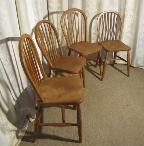 fig 2. A Set of 4 Victorian Ash & Elm Hooped Back Windsor Kitchen Dining Chairs