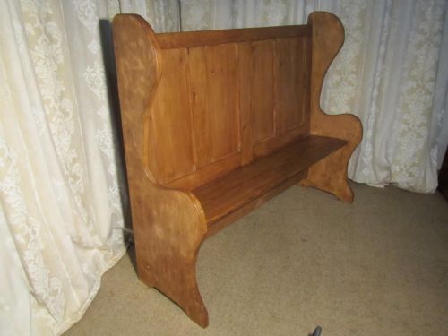 fig 1. A Large 19th Century High Back Pine Settle Fireside Pub Bench