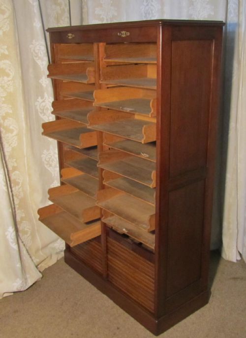 fig 1. Double Tambour Fronted Mahogany Filing Cabinet