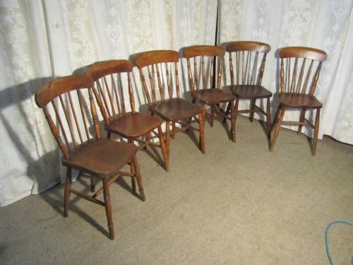 A Harlequin Set of 6 Beech & Elm Country Kitchen Dining Chairs