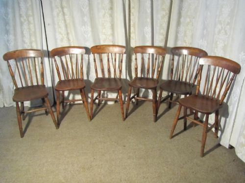 fig 1. A Harlequin Set of 6 Beech & Elm Country Kitchen Dining Chairs
