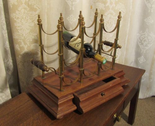 A Charming French Brass and Mahogany Sideboard Wine Rack