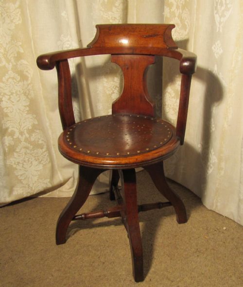 A Victorian Swiveling Mahogany Office Chair or Desk Chair