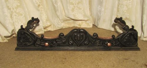 Large Victorian Art Nouveau Cast Iron and Copper Fender