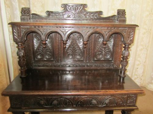 fig 1. 19th Century Carved Oak Buffet, Hall Cupboard or Dresser