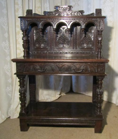 fig 2. 19th Century Carved Oak Buffet, Hall Cupboard or Dresser