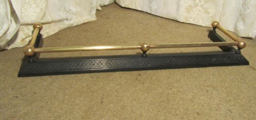 Large Victorian Brass and Iron Fender