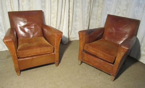 A Pair of French Art Deco Leather Club Chairs