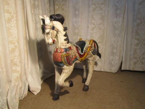 19th Century Carved and Painted Wooden Horse
