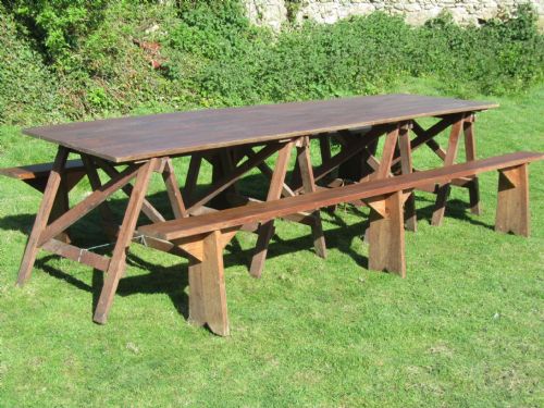 fig 1. 9ft Harvest Table and Benches From South West France