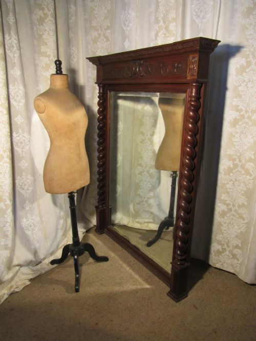A Very Large French Carved Oak Wall Mirror