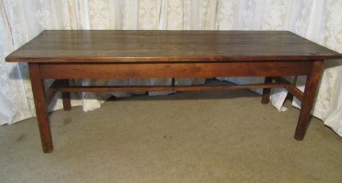 fig 1. 19th Century 8ft French Elm Farmhouse Table and Benches