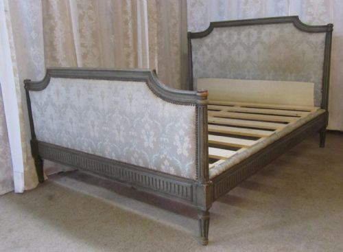 French Upholstered King Size Double Bed, Shabby and Chic