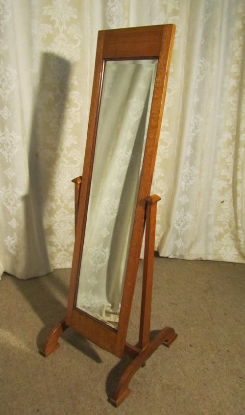 fig 1. Victorian Golden Oak Arts and Crafts Cheval Mirror