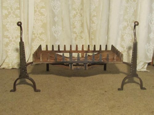 fig 1. Large Inglenook Fire Grate on Andirons