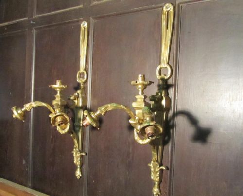 A Superb Pair of Neo Classical Large Brass Wall Lights