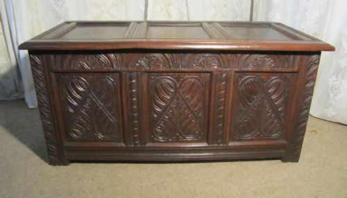A Large 17th Century  Carved Oak Coffer, 1660