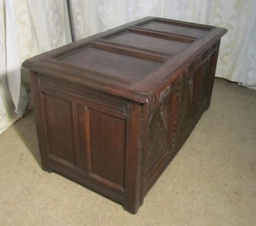 fig 1. A Large 17th Century Carved Oak Coffer, 1660