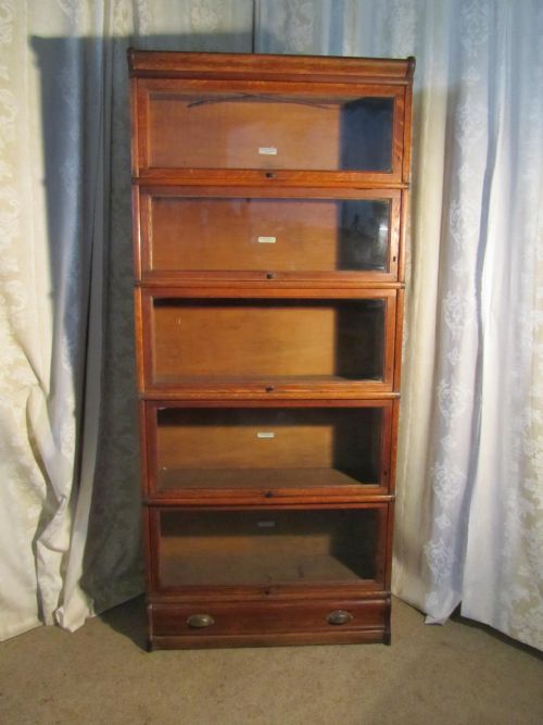 A 5 Stack Oak Globe Wernicke Barristers Bookcase 0r Filing Cabinet Free Delivery