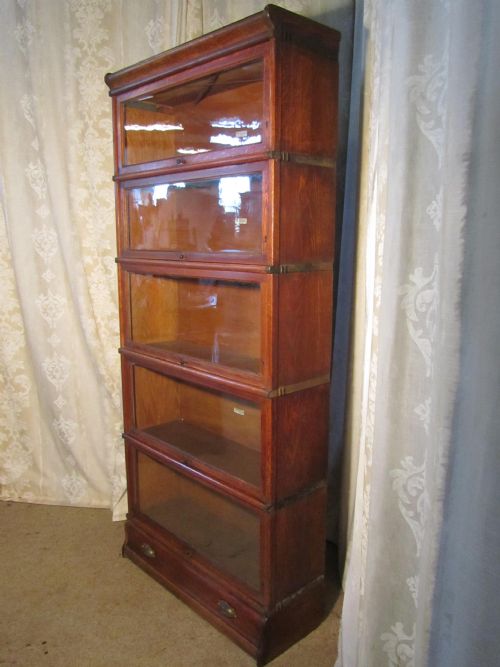 fig 1. A 5 Stack Oak Globe Wernicke Barristers Bookcase 0r Filing Cabinet FREE DELIVERY