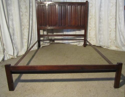 Jacobean Style Panelled Oak Double Bed by Gillows