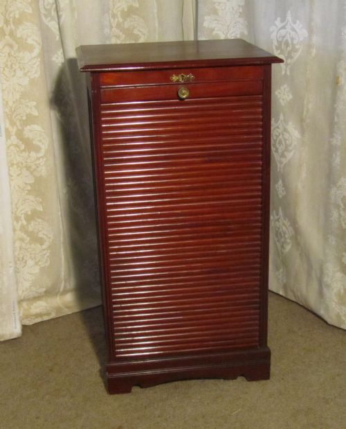 Edwardian Tambour Fronted Mahogany Filing Cabinet